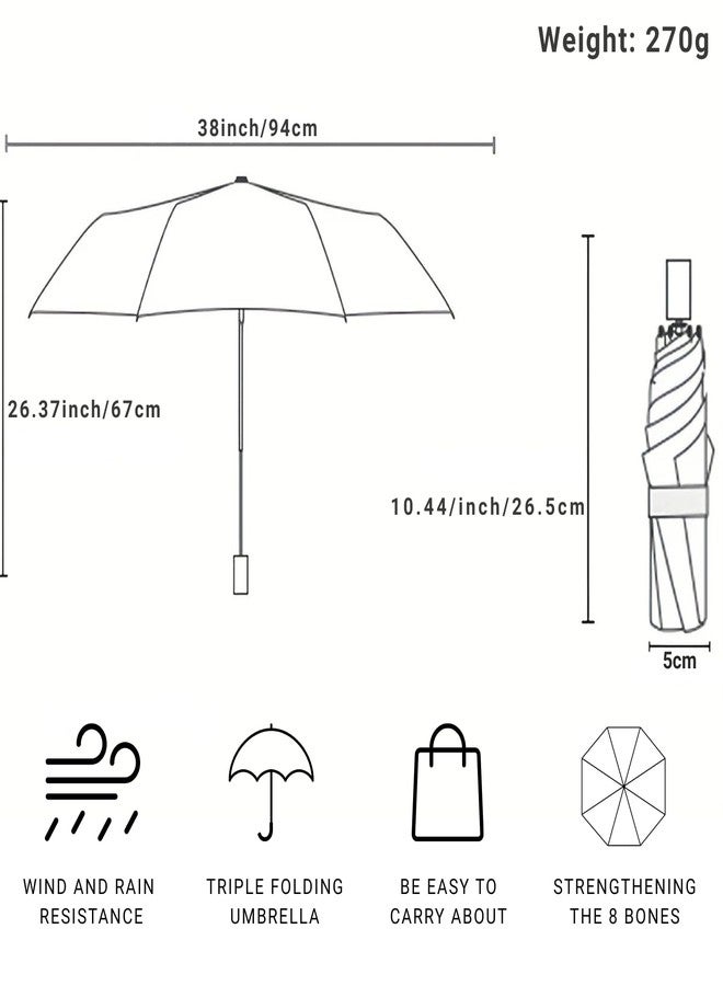 we3 Windproof Travel Umbrella Compact Folding, Lightweight Strong Canopy for Rain & Wind Portable for Men & Women (Black) - Image 2